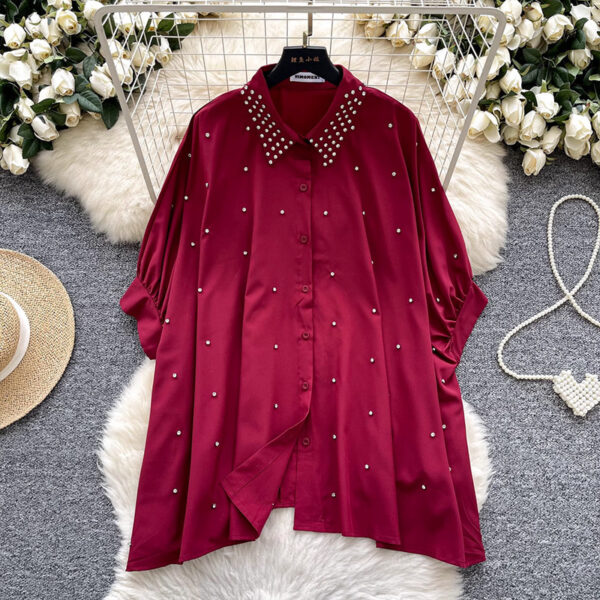 Fashionable Batwing Sleeve Loose Heavy Work Casual Shirt - Image 2