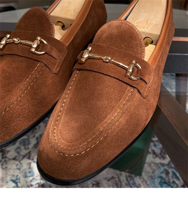 Soft Structure Suede Horsebit Slip On Shoes For Men - Image 8