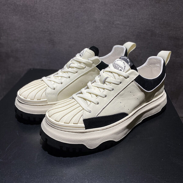 Men's Sports Style Heightening Thick Bottom Toe Leather Shoes