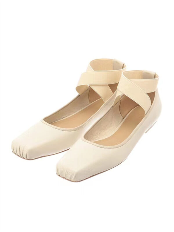 Women's Ballet Comfort Strap Leather Low Heel Pumps - Image 4
