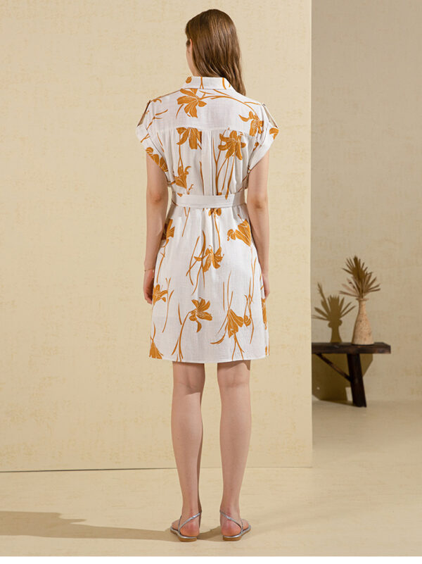 Lady Temperament White With Printed Pattern Generous And Decent Dress - Image 4