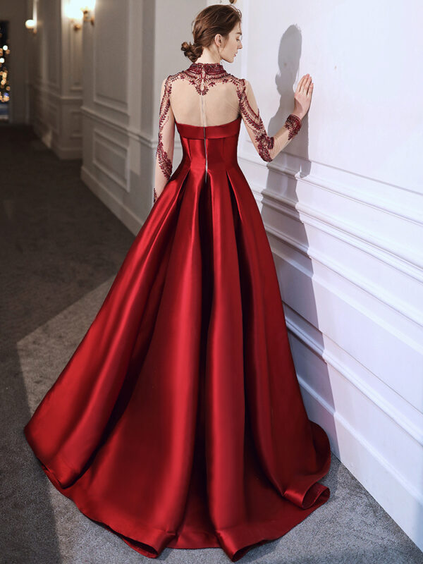 Wine Red Satin Toast Clothing With A High-end Temperament - Image 5