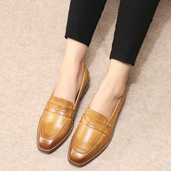 Retro English Style Small Leather Shoes Flat