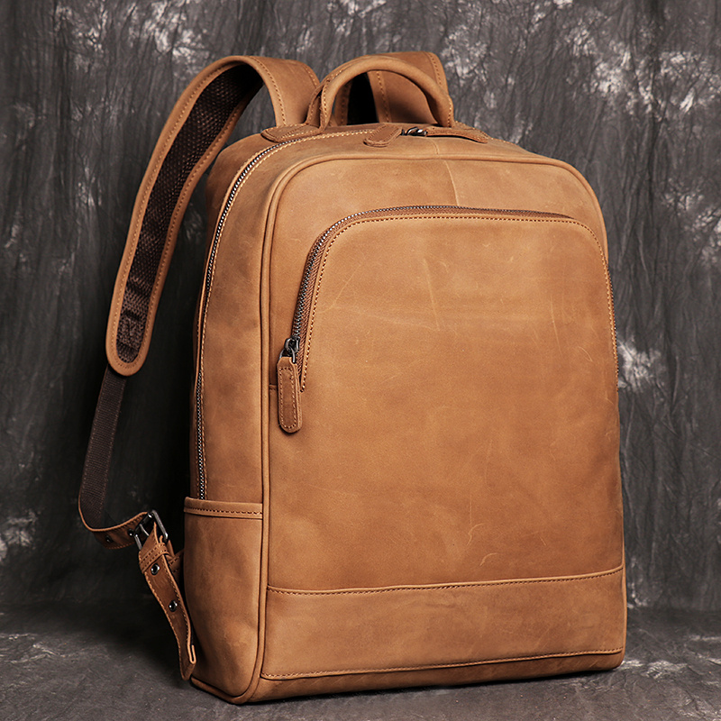 Retro Crazy Horse Skin Backpack Men’s Business Casual Backpack Head Layer Cowhide