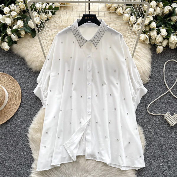 Fashionable Batwing Sleeve Loose Heavy Work Casual Shirt - Image 4