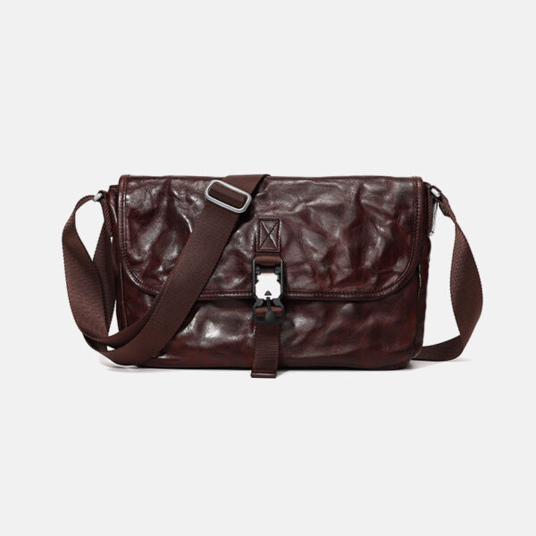 Mens Leather Large Capacity Casual Shoulder Crossbody Bag - Image 5