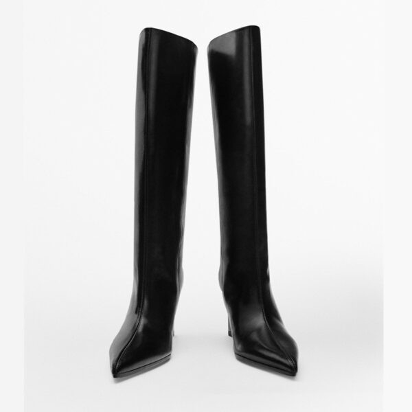 Leather High Heel Casual And Comfortable Pointed Toe Knight Boots - Image 5