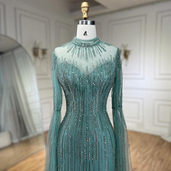 Elegant Flounced Sleeve Split Fishtail Dress - Image 5