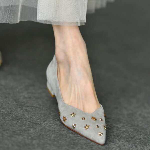 Frosted Low-cut Pointed-toe Shoes All-match Flat Low Heel Slip-on Pumps - Image 4