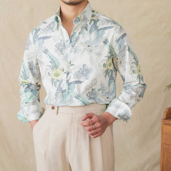 Men's Printed Long-sleeved Cotton Shirt - Image 2