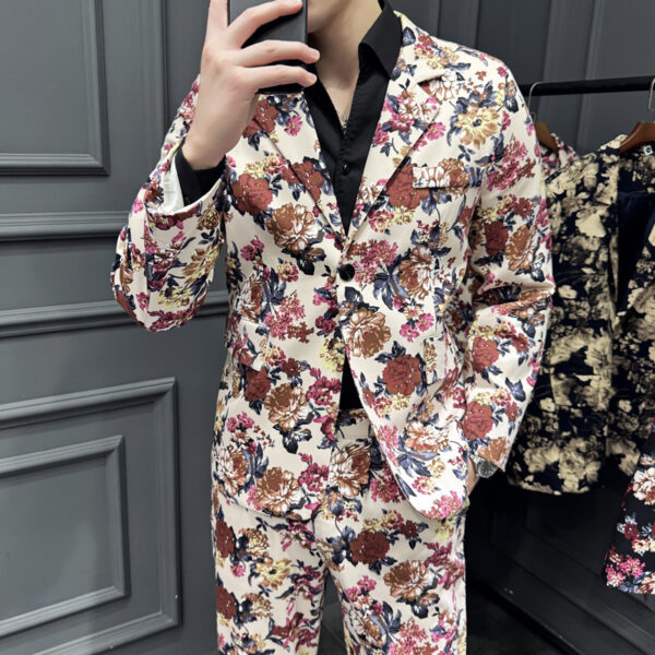 Elastic Active Print Trendy Flower Two-piece Suit - Image 8