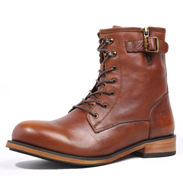 British Retro Round Toe Men's Leather Martin Boots - Image 2