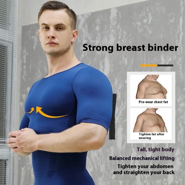 Men's Belly Contracting Chest Cover Sports Workout Bottoming Short Sleeve - Image 6