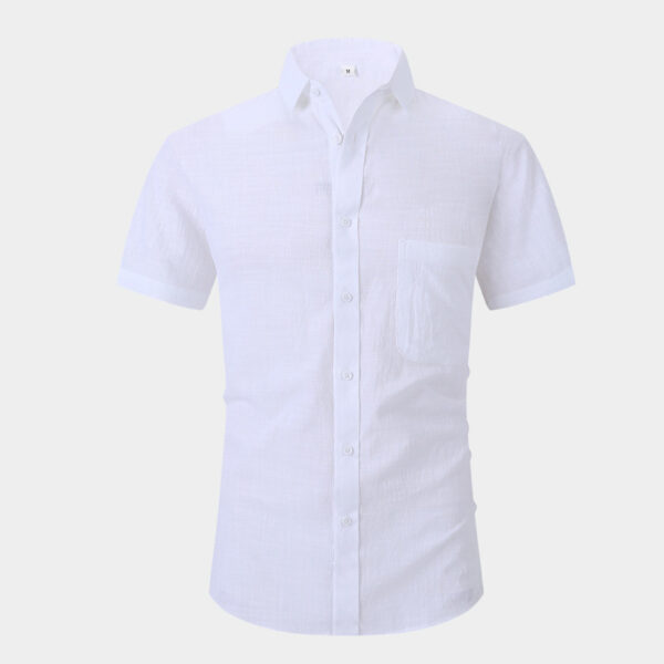 Linen Ice Sensation Lightweight Breathable Solid Color Half Sleeve Shirt - Image 6