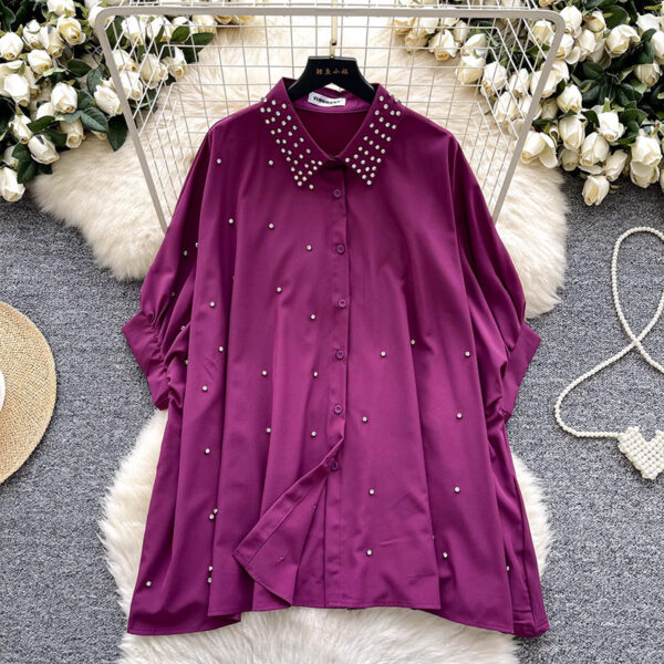 Fashionable Batwing Sleeve Loose Heavy Work Casual Shirt - Image 7