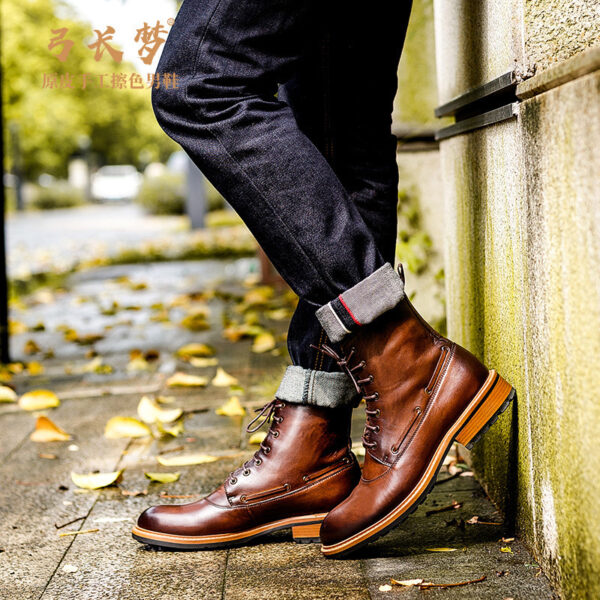 Casual Leather Boots British Men's Retro Martin Boots - Image 3