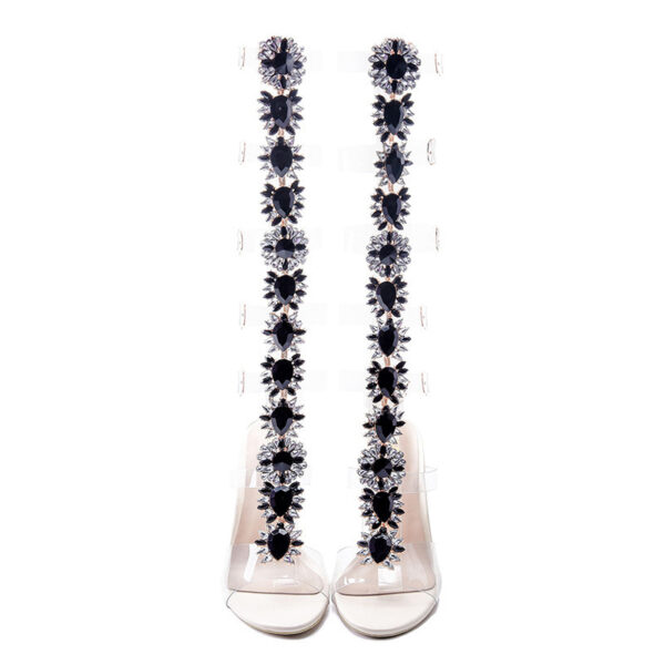 Trendy Large Rhinestone Transparent High-heeled Boots - Image 4