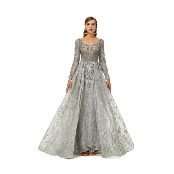 Niche Light Luxury Texture Lace Hollow Toast Evening Dress - Image 2