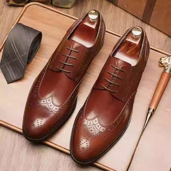Men's British Pointed Toe Business Formal Wear Wedding Shoes - Image 6