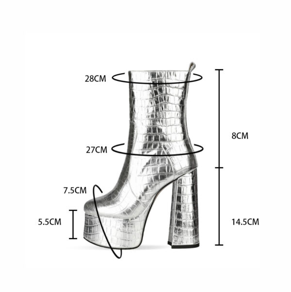 Stone Pattern High-Heeled Metal Texture Fashion Boots - Image 6