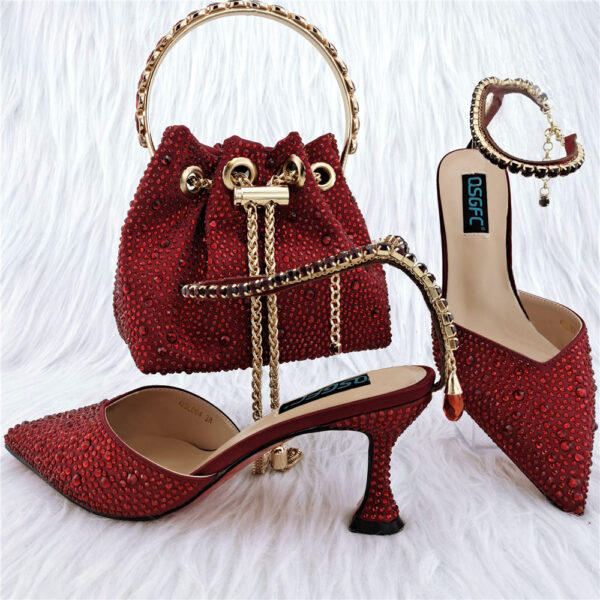 Shoe Bag Set Combination Pointy Back Empty Sandals Same Style Hand-held Diamond - Image 8