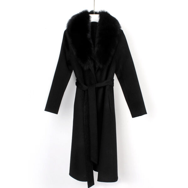 Autumn And Winter New Wool Overcoat Double-faced Woolen Goods Long Belt Slim Fit - Image 3