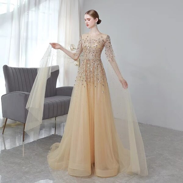 Bride Temperament Thin Long-sleeved Toast Dress - Image 5