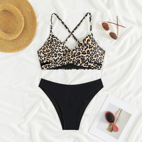 Leopard Print Bikini Split Swimsuit Swimwear Women - Image 2