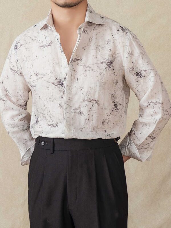 Thin Draping Breathable Long Sleeves Shirt Casual Retro Printed Shirt - Image 2