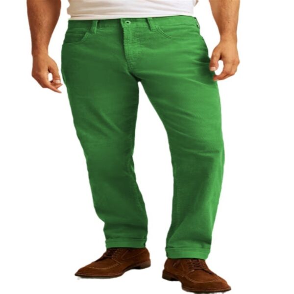 Corduroy Solid Color Loose Casual Straight Trousers - Image 3