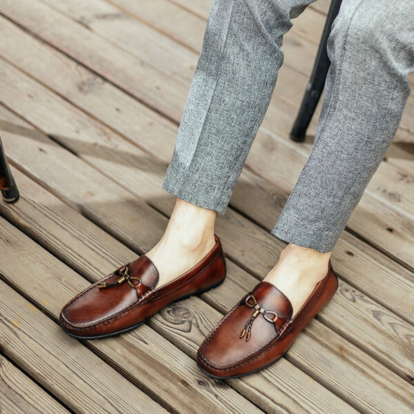 Handmade Shoes British Casual Slip-on Leather Toe Layer Cowhide - Image 5