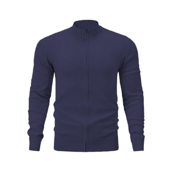 Stand Collar Casual Sports Sweater Solid Color Zipper Sweater - Image 10