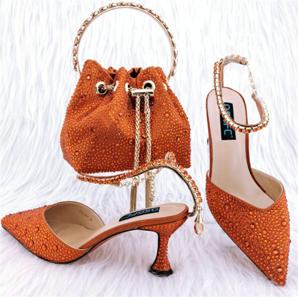 Shoe Bag Set Combination Pointy Back Empty Sandals Same Style Hand-held Diamond - Image 5
