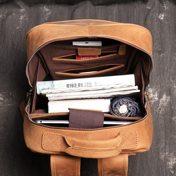 Retro Crazy Horse Skin Backpack Men's Business Casual Backpack Head Layer Cowhide - Image 2