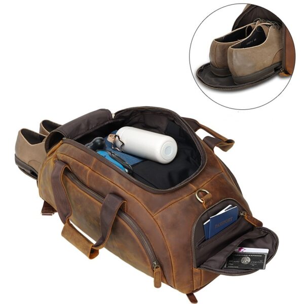 Men's Retro Cowhide Outdoor Large Capacity Backpack - Image 5