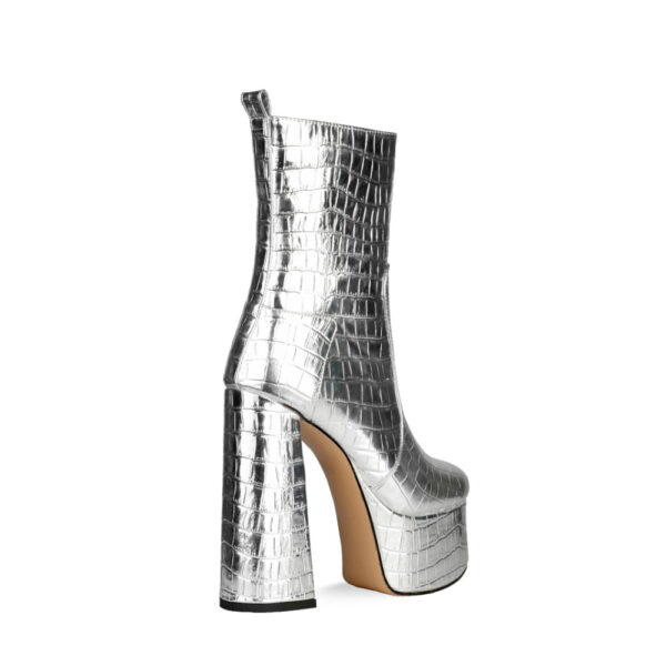 Stone Pattern High-Heeled Metal Texture Fashion Boots - Image 4