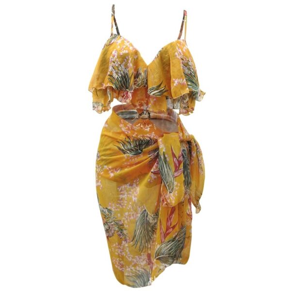New Women Push Up One-piece Triangle Belt Large Veils Couple Swimwear - Image 2