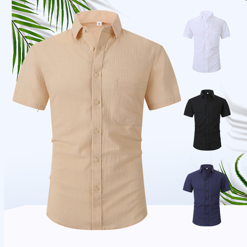 Linen Ice Sensation Lightweight Breathable Solid Color Half Sleeve Shirt