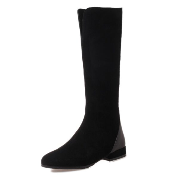 Women's New Leather Scrub Thick Heel High Boots - Image 3