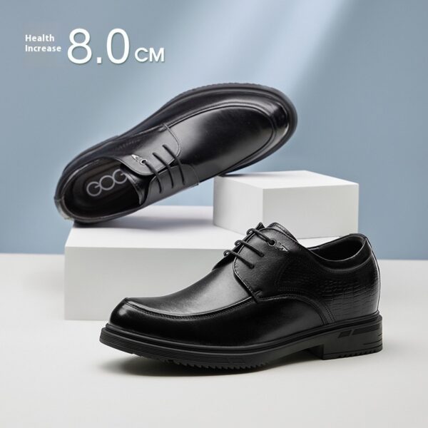 Height Increasing Insole 8cm Business Formal Wear Derby Shoes Genuine Leather Men's Shoes - Image 3