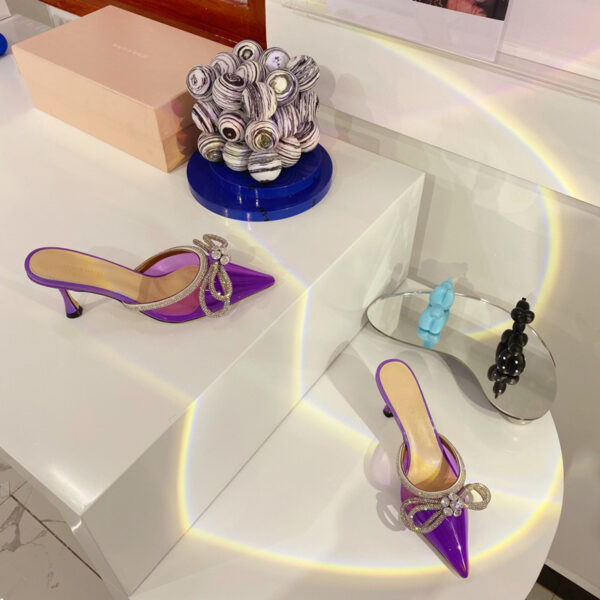 Bow-knot Rhinestone Pointed-toe Stiletto Sandals - Image 9