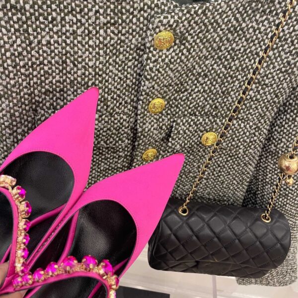 Silk Rhinestone Pointed Slippers Female - Image 2