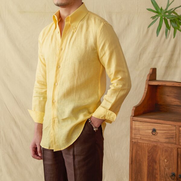 Long Linen Sleeves Shirt Large Pointed Collar Italian Style - Image 5