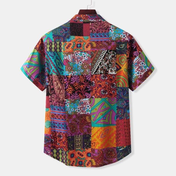 Casual Square Print Short Sleeve Shirt - Image 4