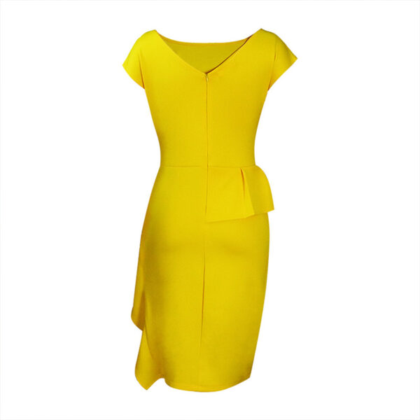 Women's Elegant Ruffle Sleeveless Bodycon Formal Party Cocktail Pencil Midi Dress - Image 2