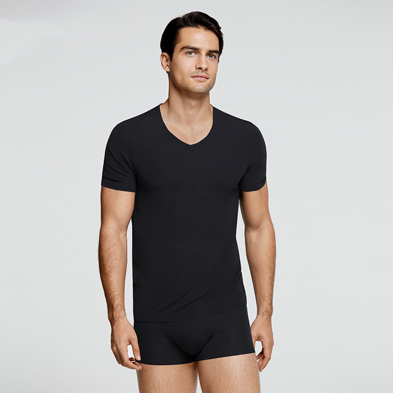 Modal Net Marks Men’s Two-piece V-neck Spring And Summer Short Sleeves