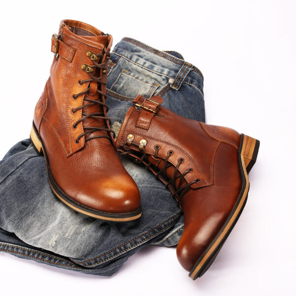 British Retro Round Toe Men's Leather Martin Boots - Image 5