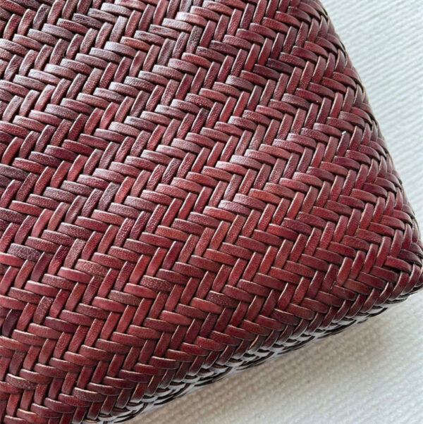 Woven Tote Vintage Top Layer Cowhide Handmade Shoulder Bag - Image 6