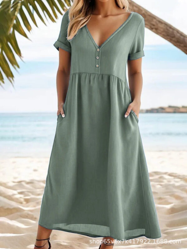 Solid Color Temperament Commute Dress - Image 2