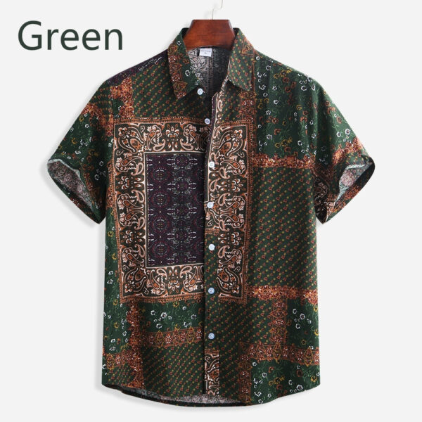 Casual Square Print Short Sleeve Shirt - Image 2